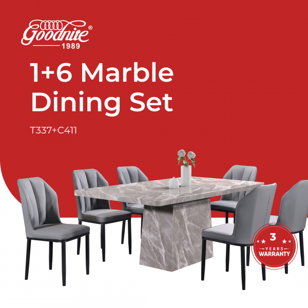 Goodnite 1+6 Marble Dining Set (L1800mm x W1000mm)
